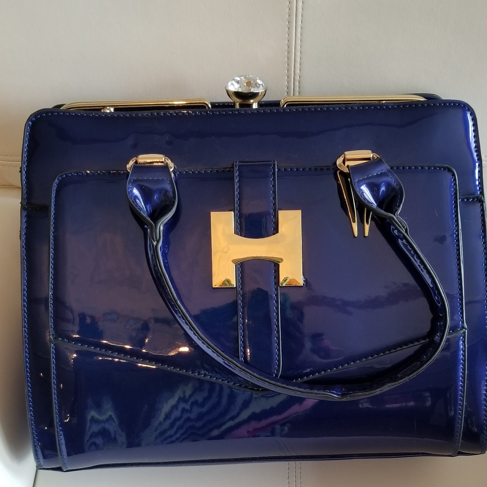 Blue and gold purse